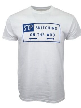 New - Authentic VLone x Pop Smoke Stop Snitching Tee - White/Blue (L)